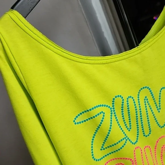 Zumba Neon Yellow Graphic Sweatshirt Size Large - Picture 4 of 7